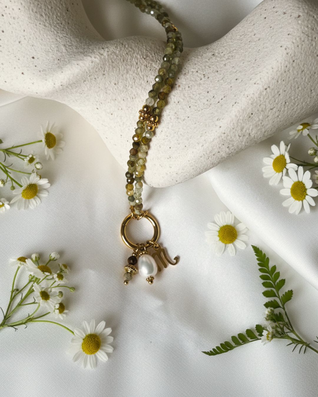 Personalisierbare Charm Edelstein-Halskette Bead