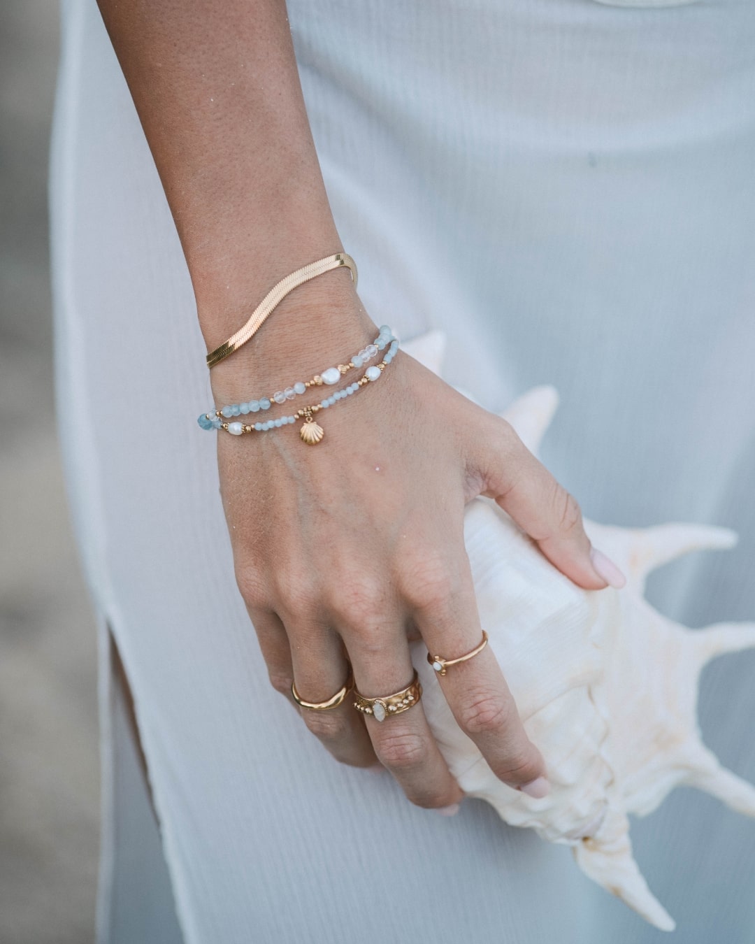 Armband Aquamarin Shell