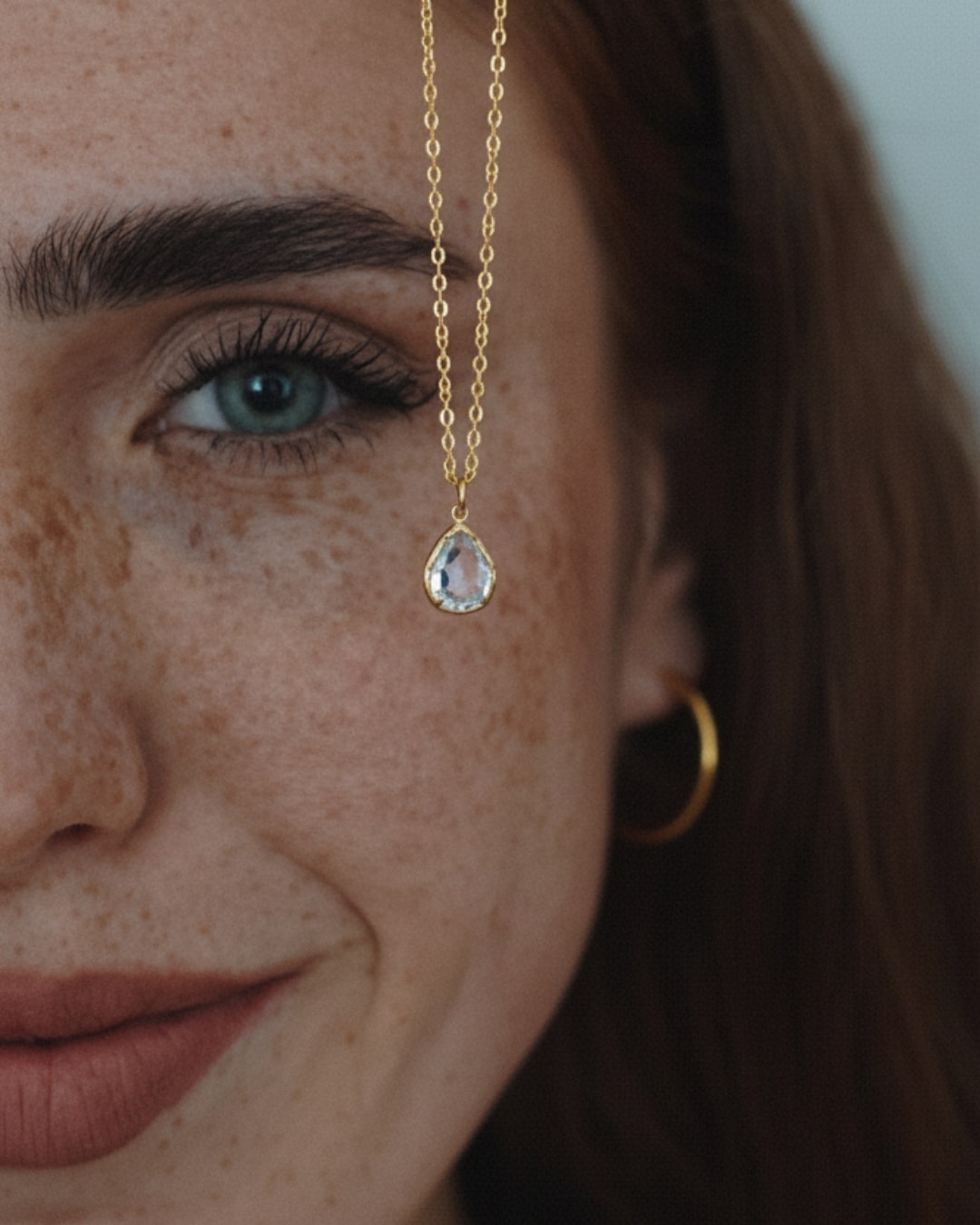 Halskette Echtstein-Drop Blue Topaz