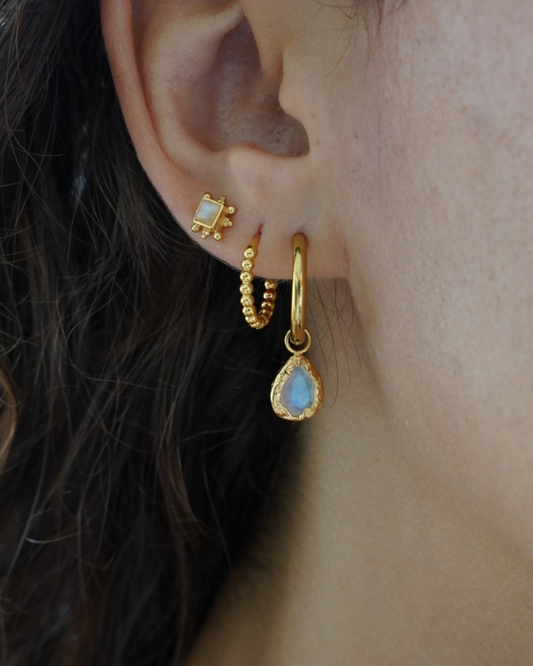 Ohrringe Echtstein-Drops Moonstone