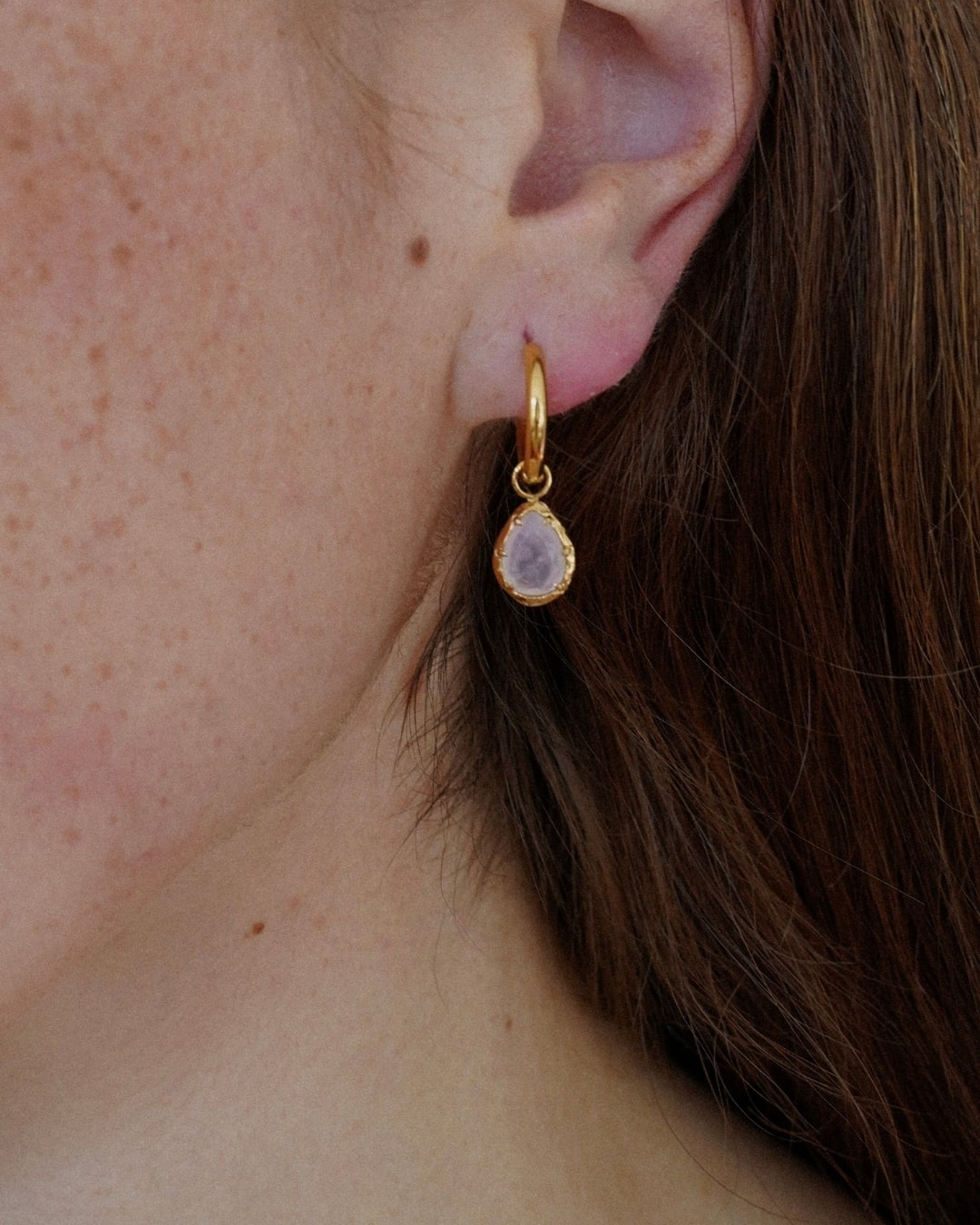 Ohrringe Echtstein-Drops Rose Quartz