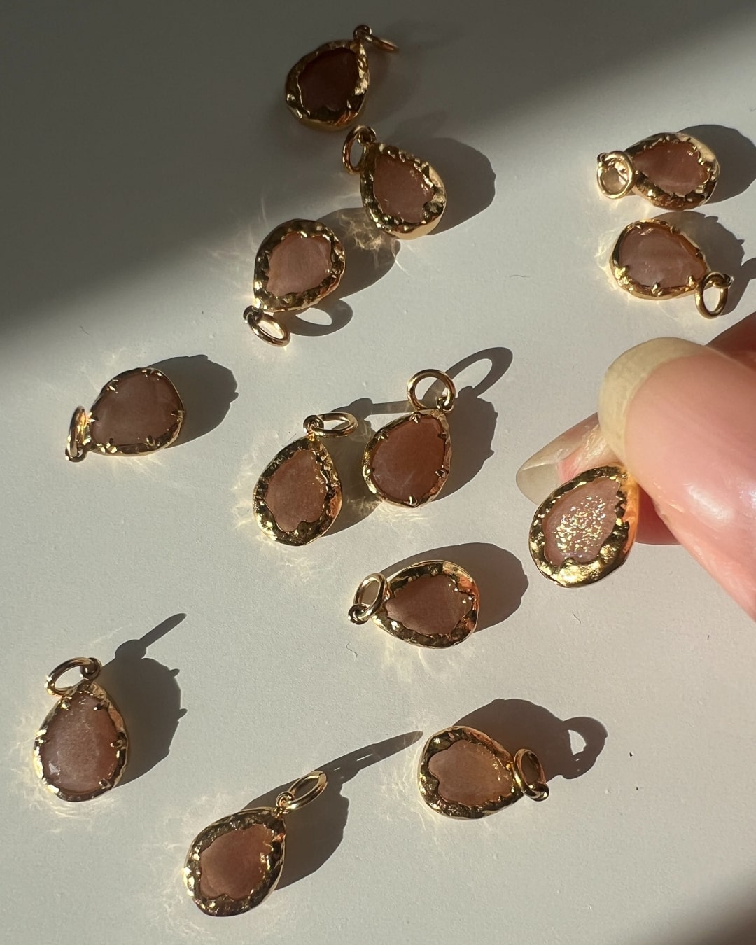 Halskette Echtstein-Drop Sunstone