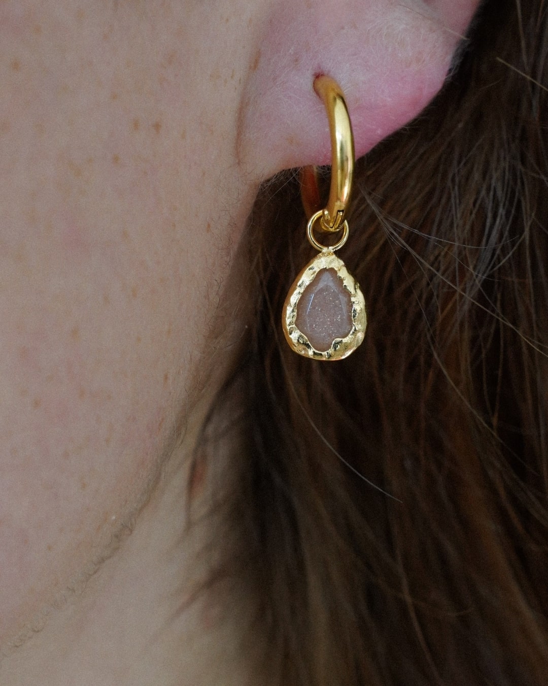 Ohrringe Echtstein-Drops Sunstone
