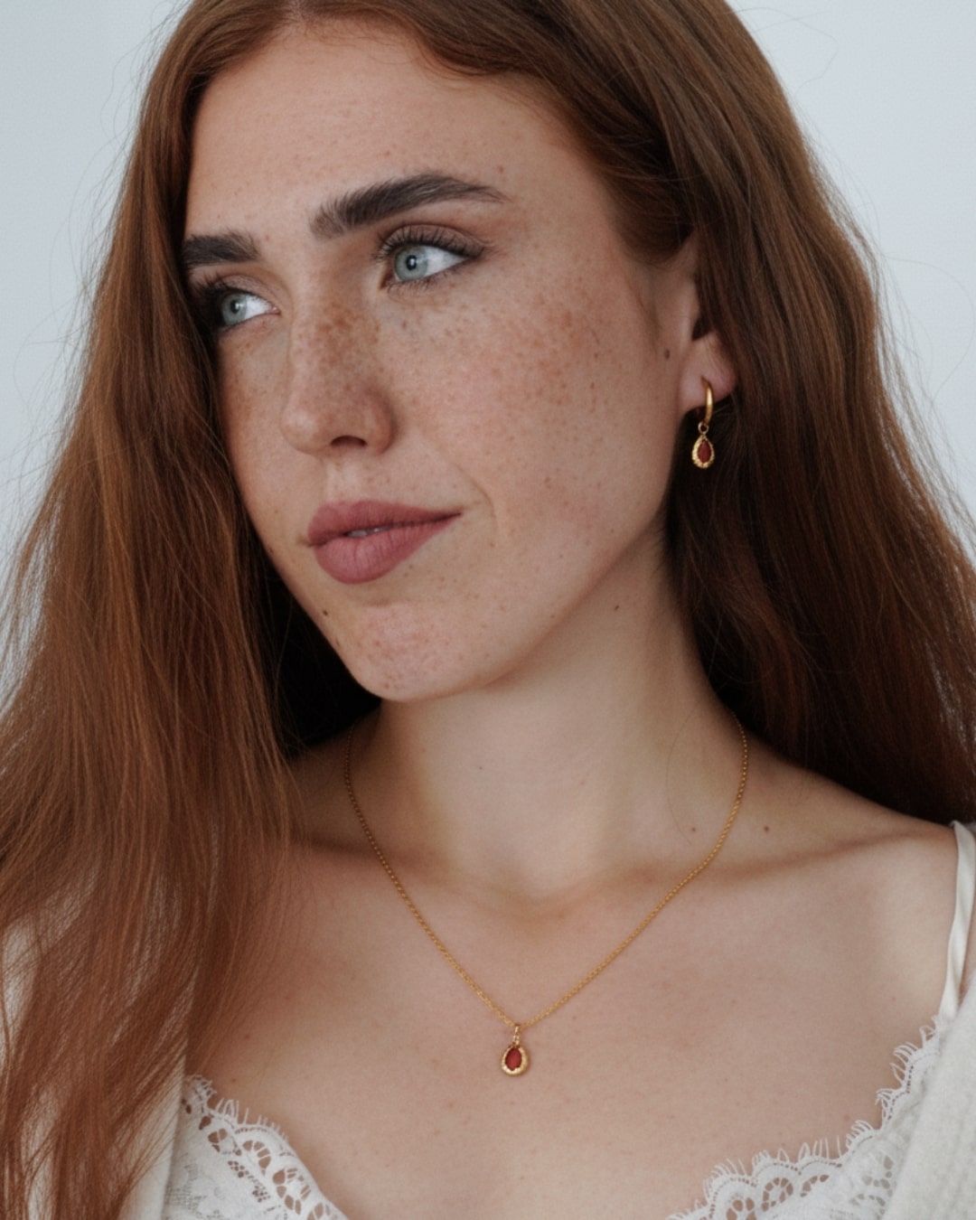 Halskette Echtstein-Drop Carnelian