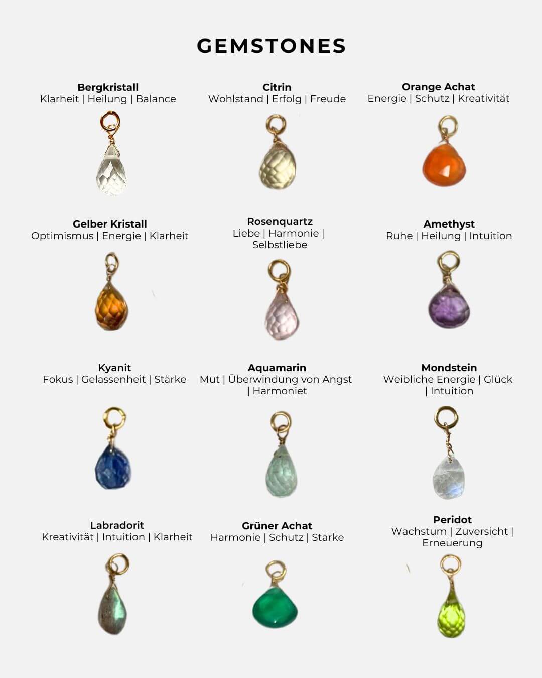 Gemstone Charms (Basic Halsketten, Basic Armbänder & Ohrringe)