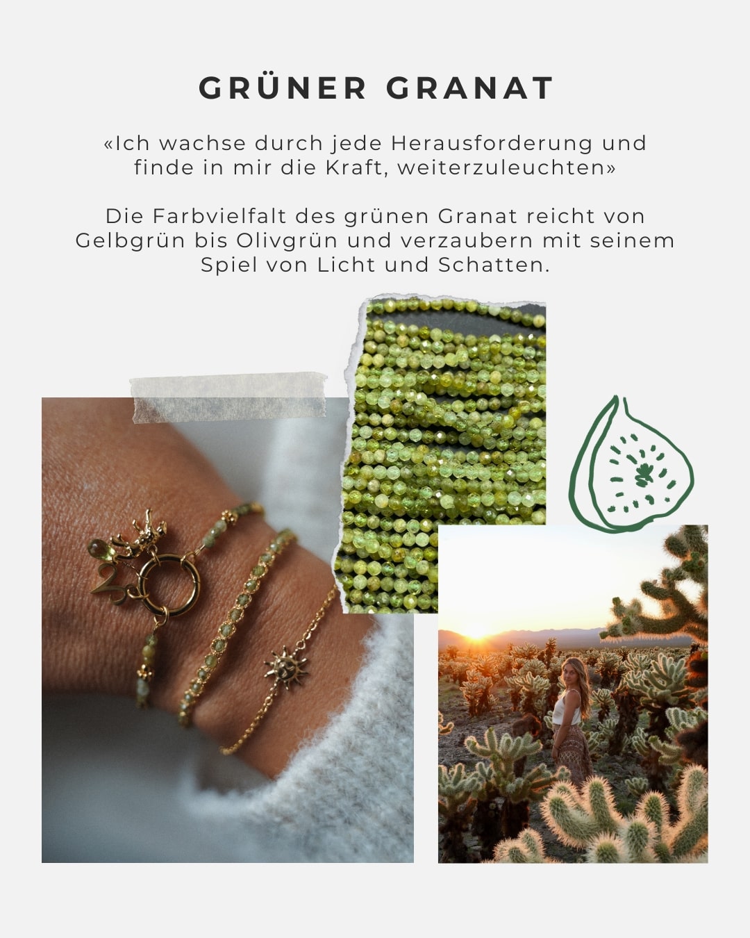 Armband Charm Green Garnet