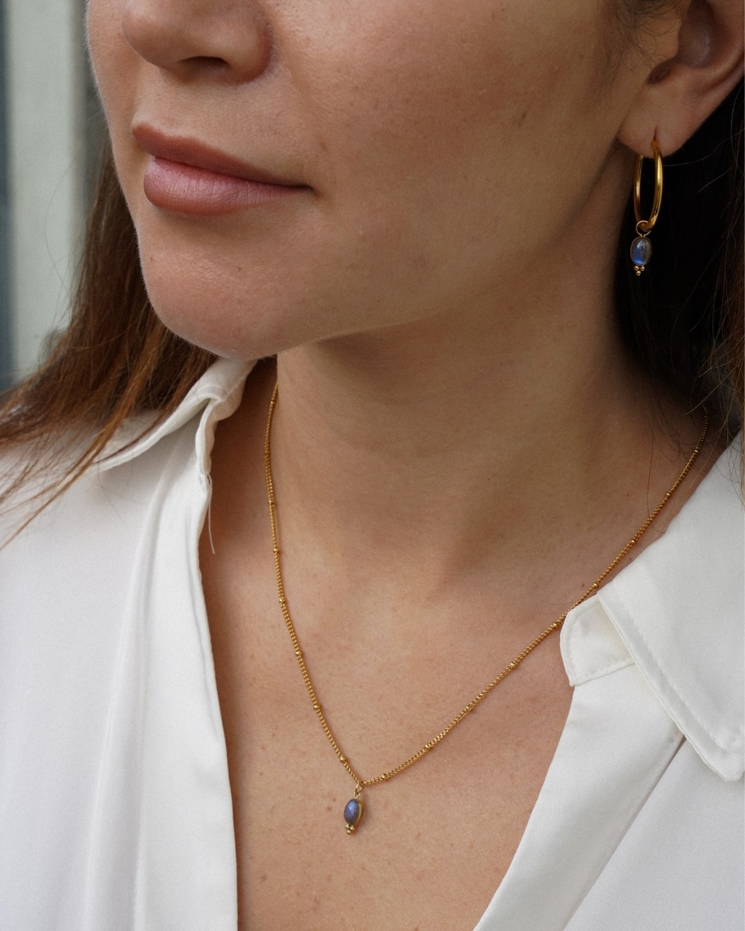 Halskette Charm Labradorit