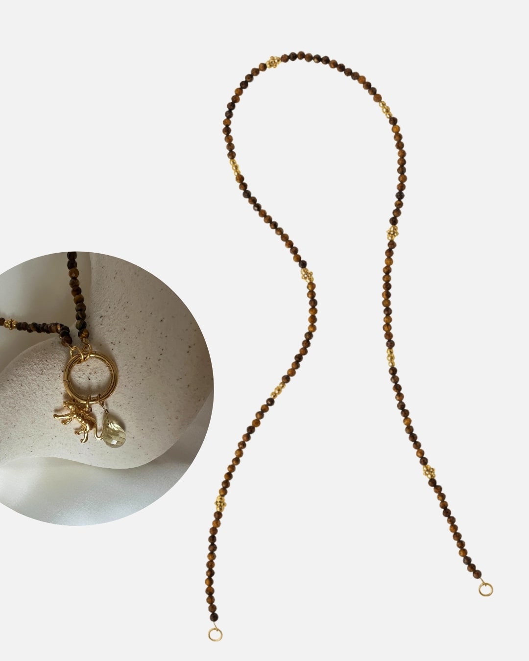 Halskette Charm Tigereye Bead