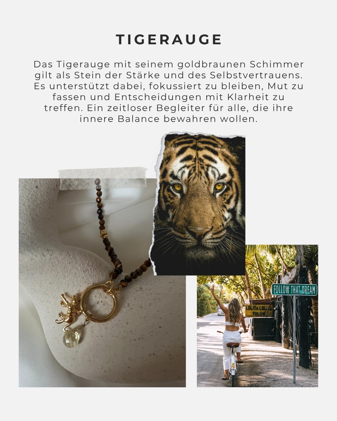 Halskette Charm Tigereye Bead