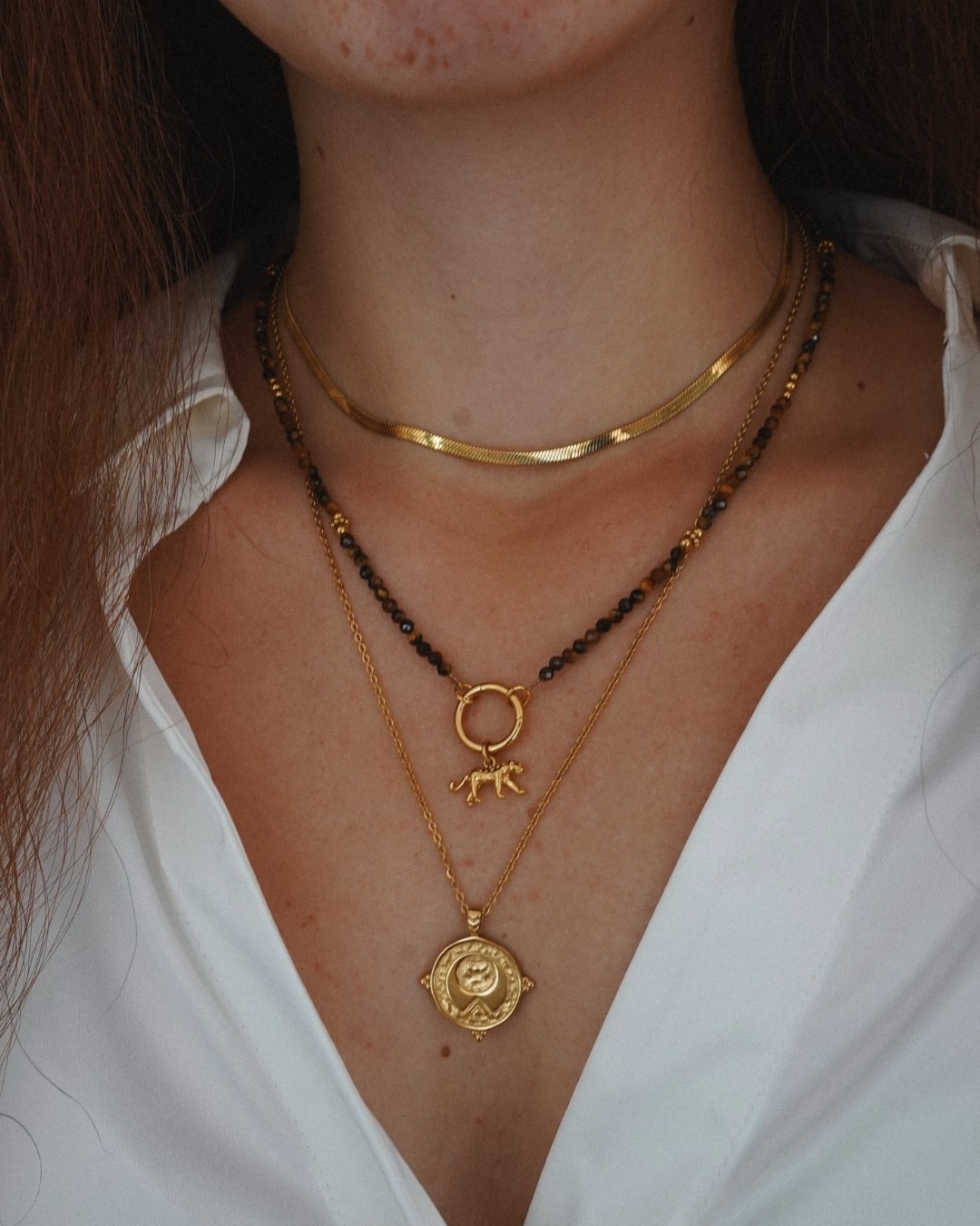 Halskette Charm Tigereye Bead