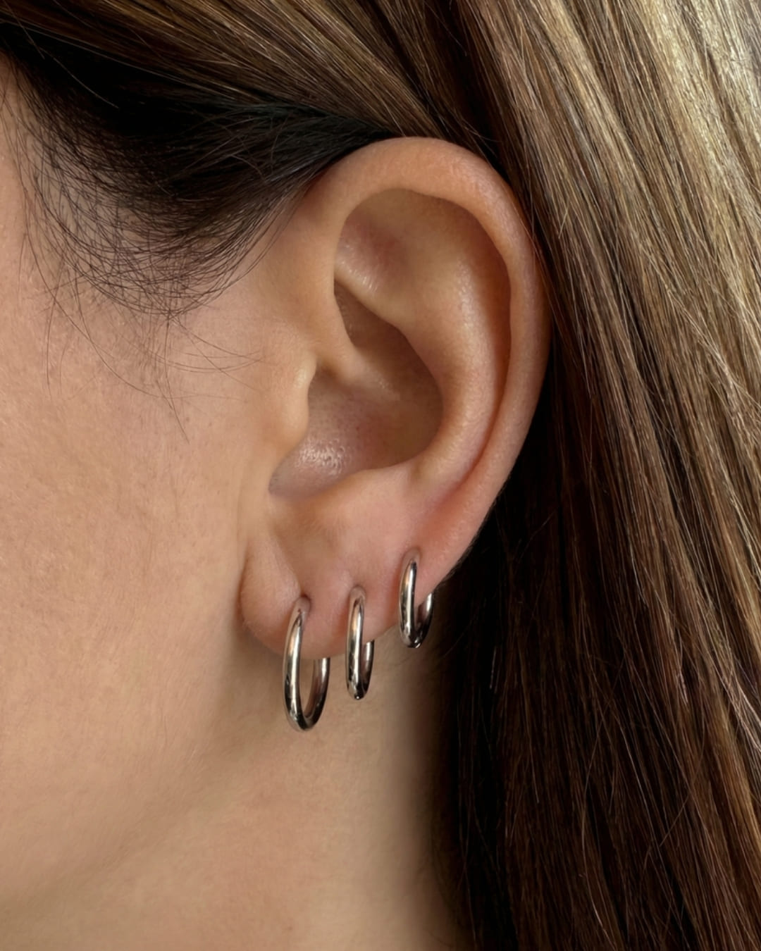 Ohrringe Set Triple Hoop