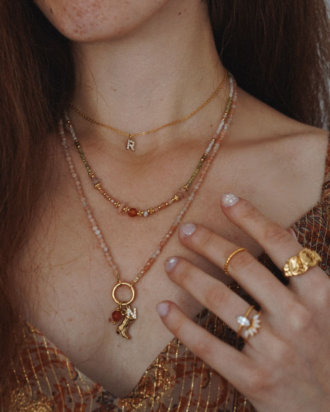 Personalisierbare Charm Edelstein-Halksette