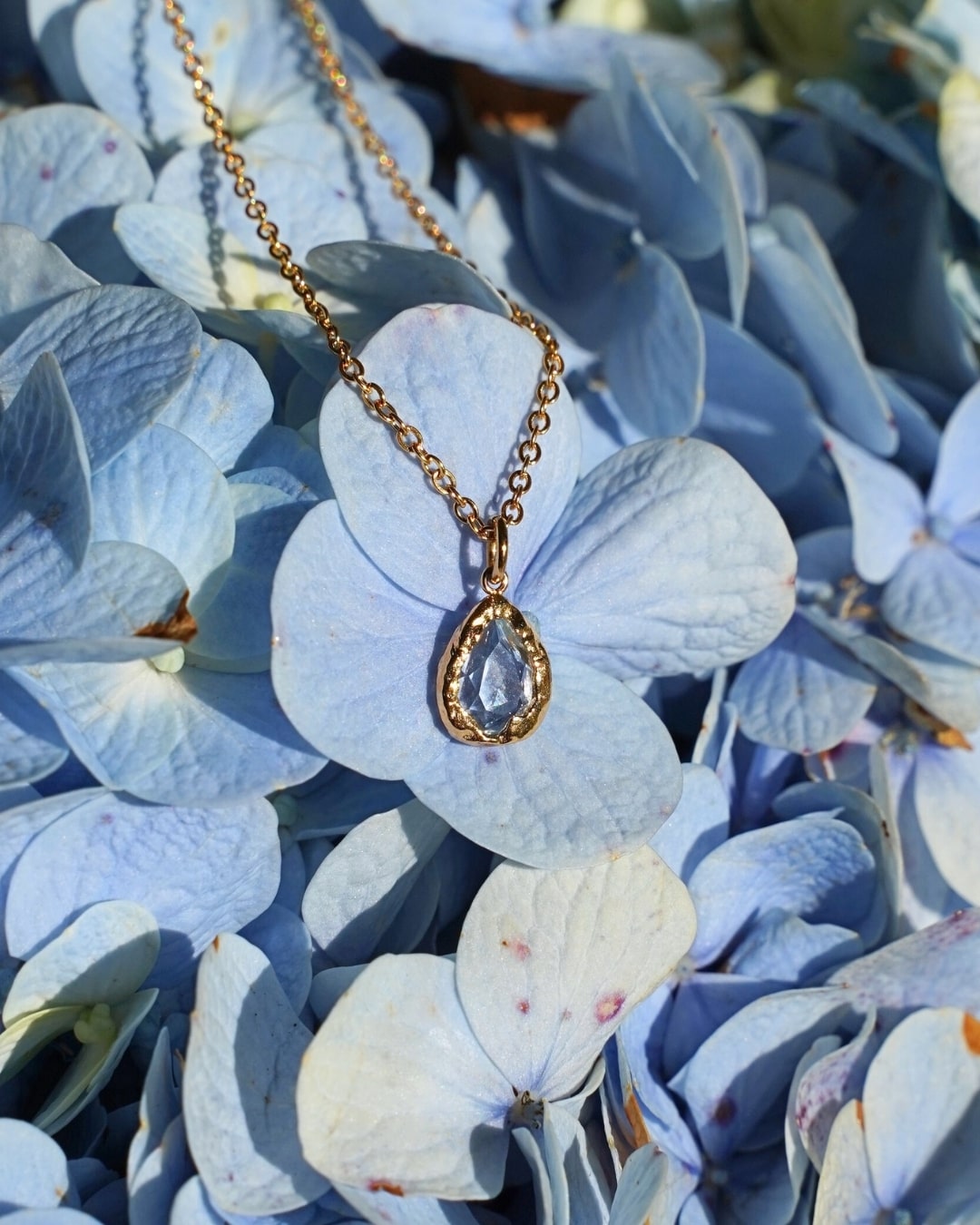 Halskette Echtstein-Drop Blue Topaz