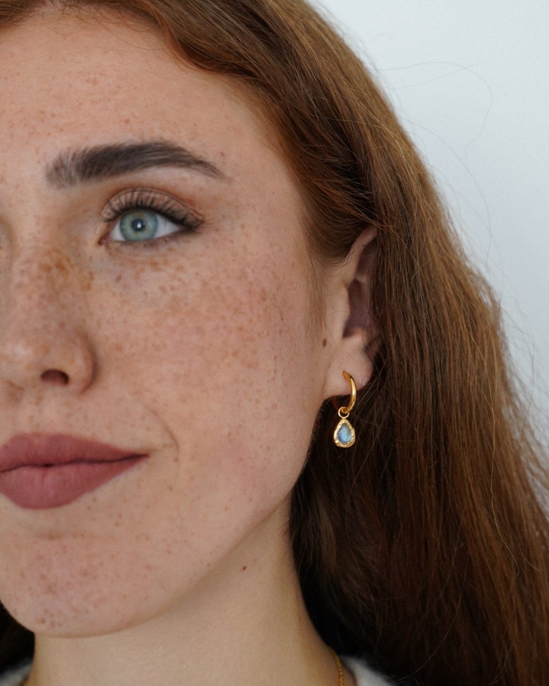 Ohrringe Echtstein-Drops Moonstone