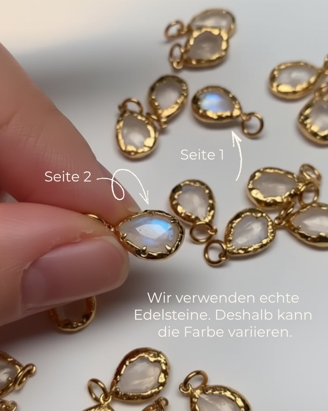 Ohrringe Echtstein-Drops Moonstone