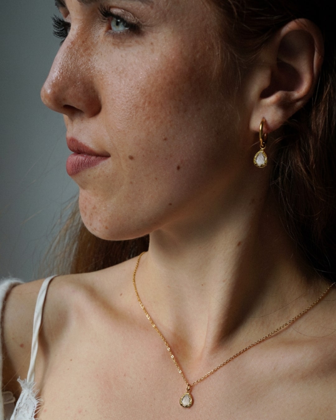 Ohrringe Echtstein-Drops Moonstone