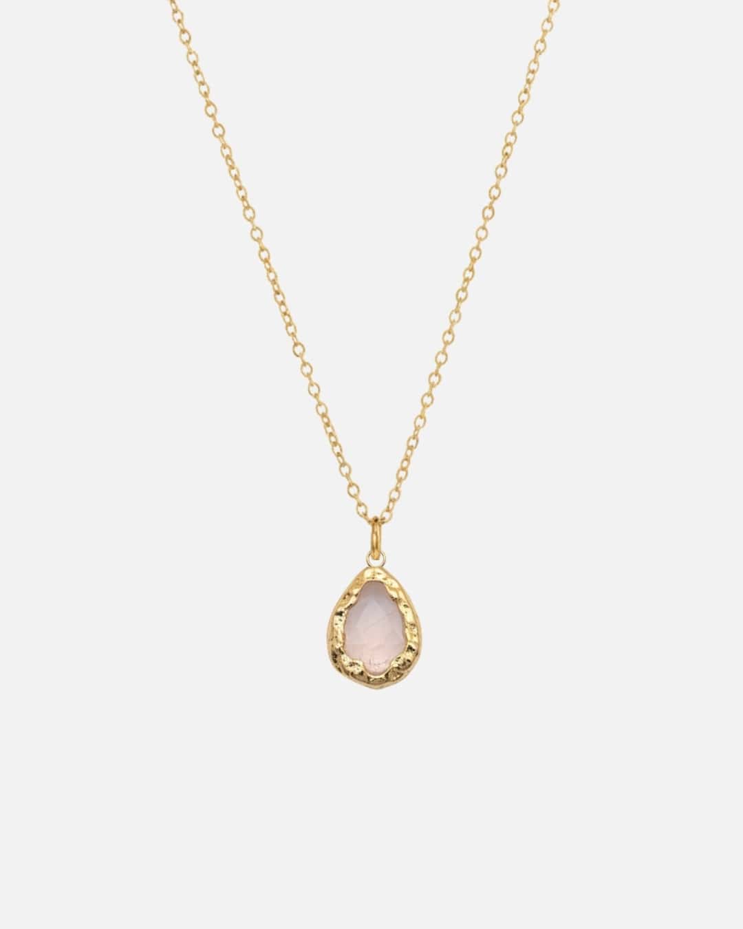 Halskette Echtstein-Drop Rose Quartz