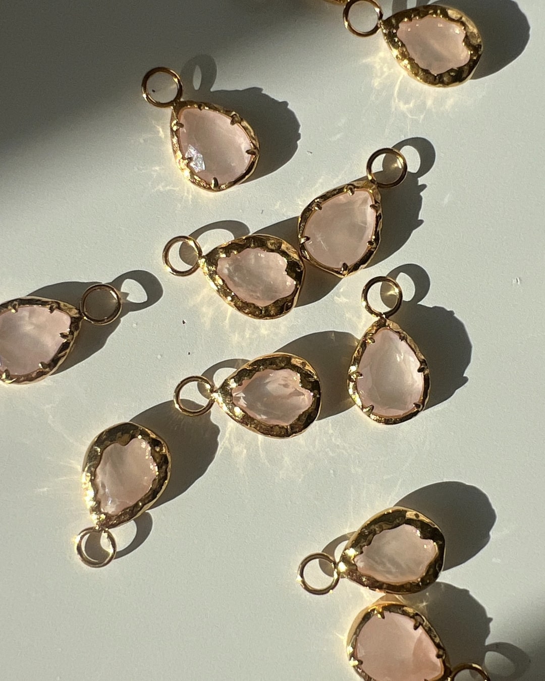 Halskette Echtstein-Drop Rose Quartz