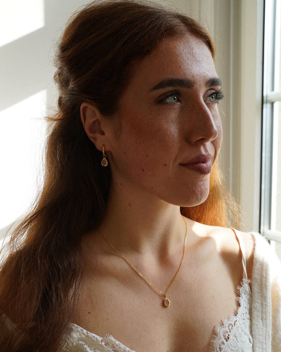 Ohrringe Echtstein-Drops Sunstone