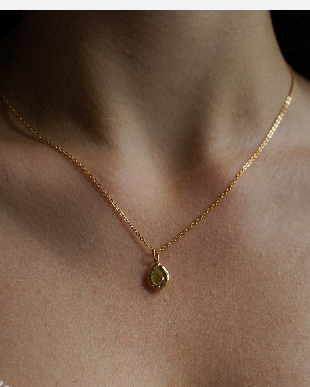 Halskette Echtstein-Drop Peridot