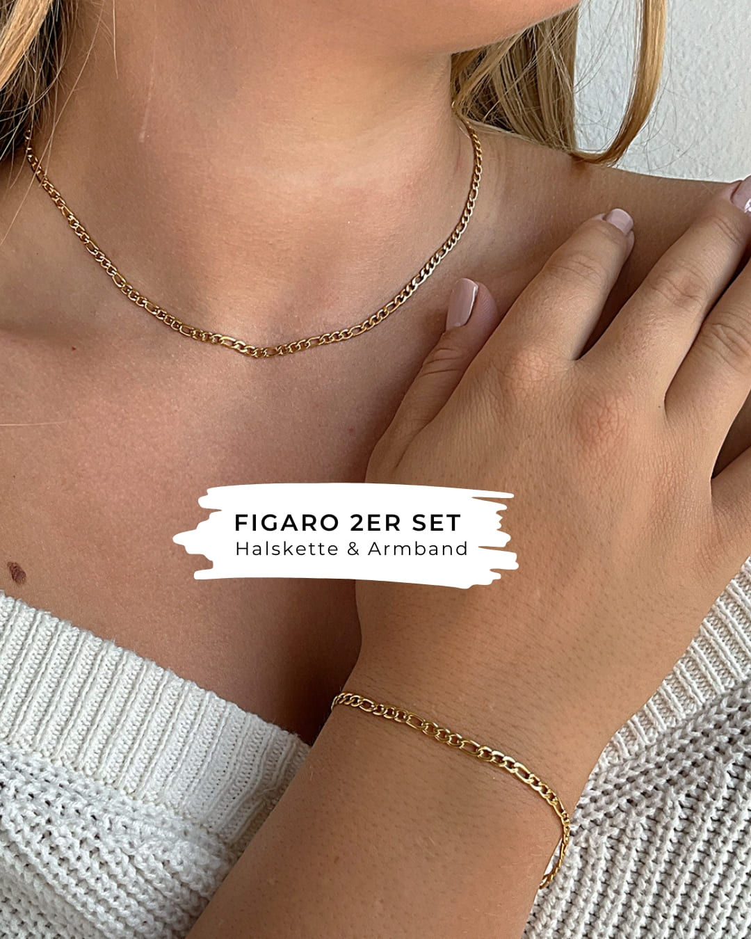 Figaro 2er Set (Halskette und Armband)
