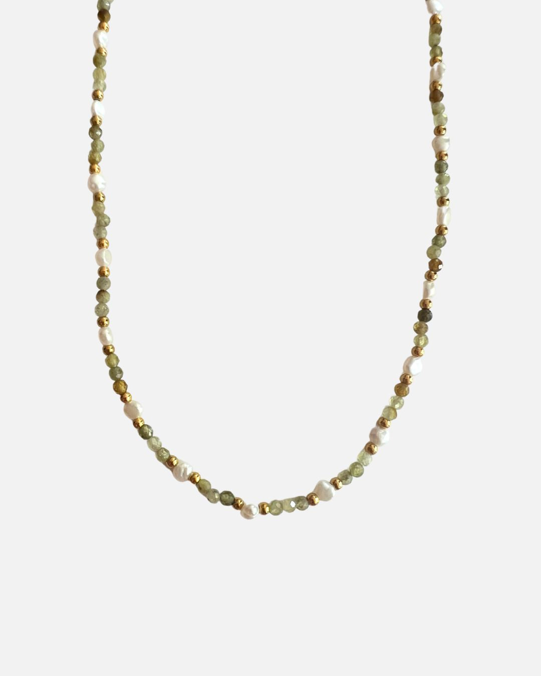 Halskette Green Garnet Pearl