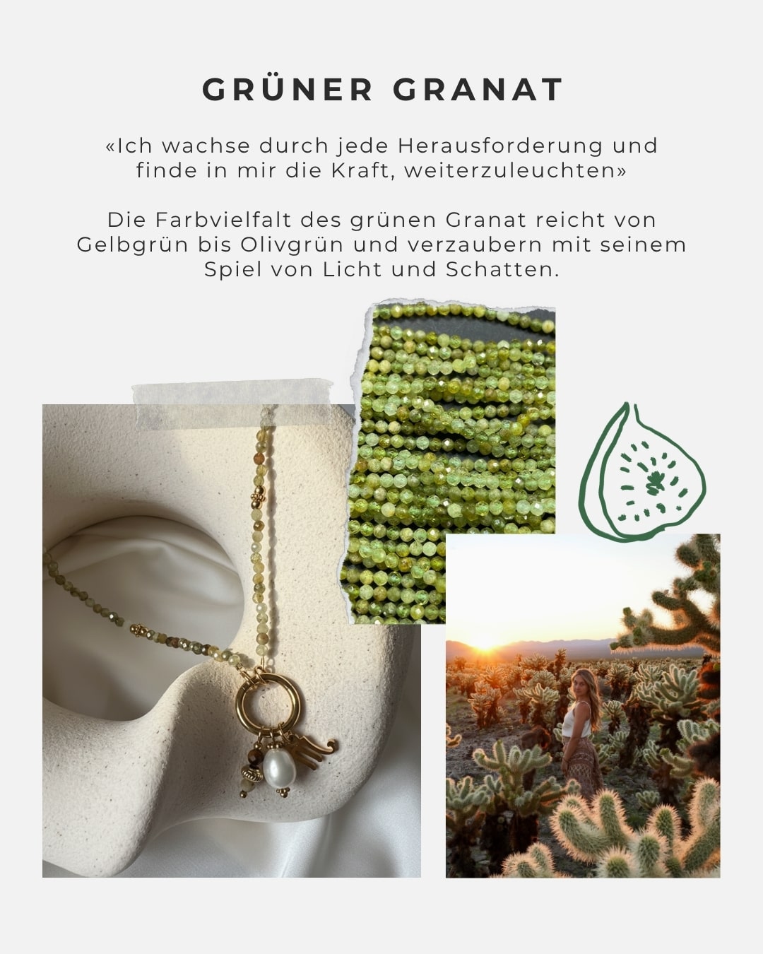 Halskette Charm Green Garnet