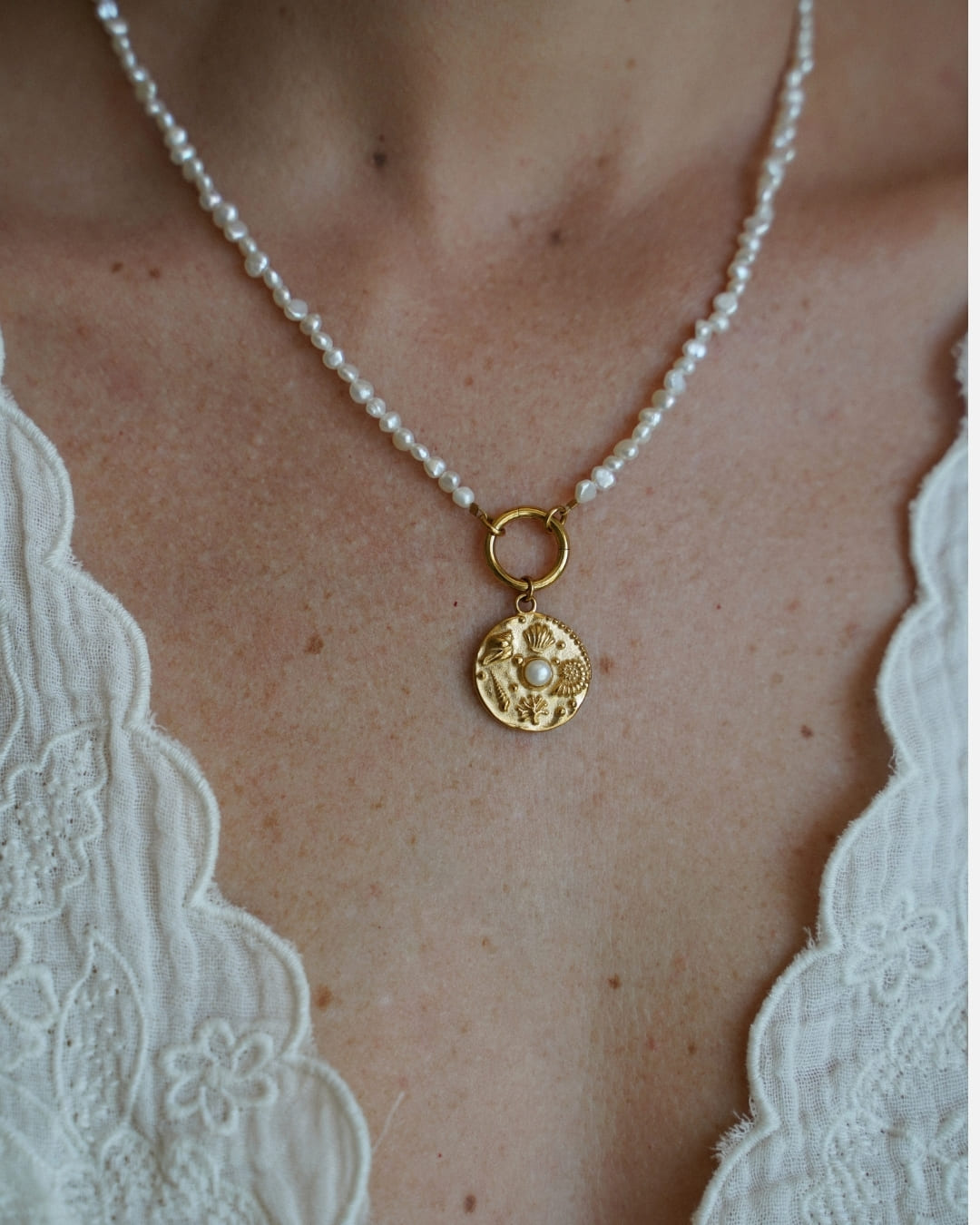 Personalisierbare Charm Halskette Pearl