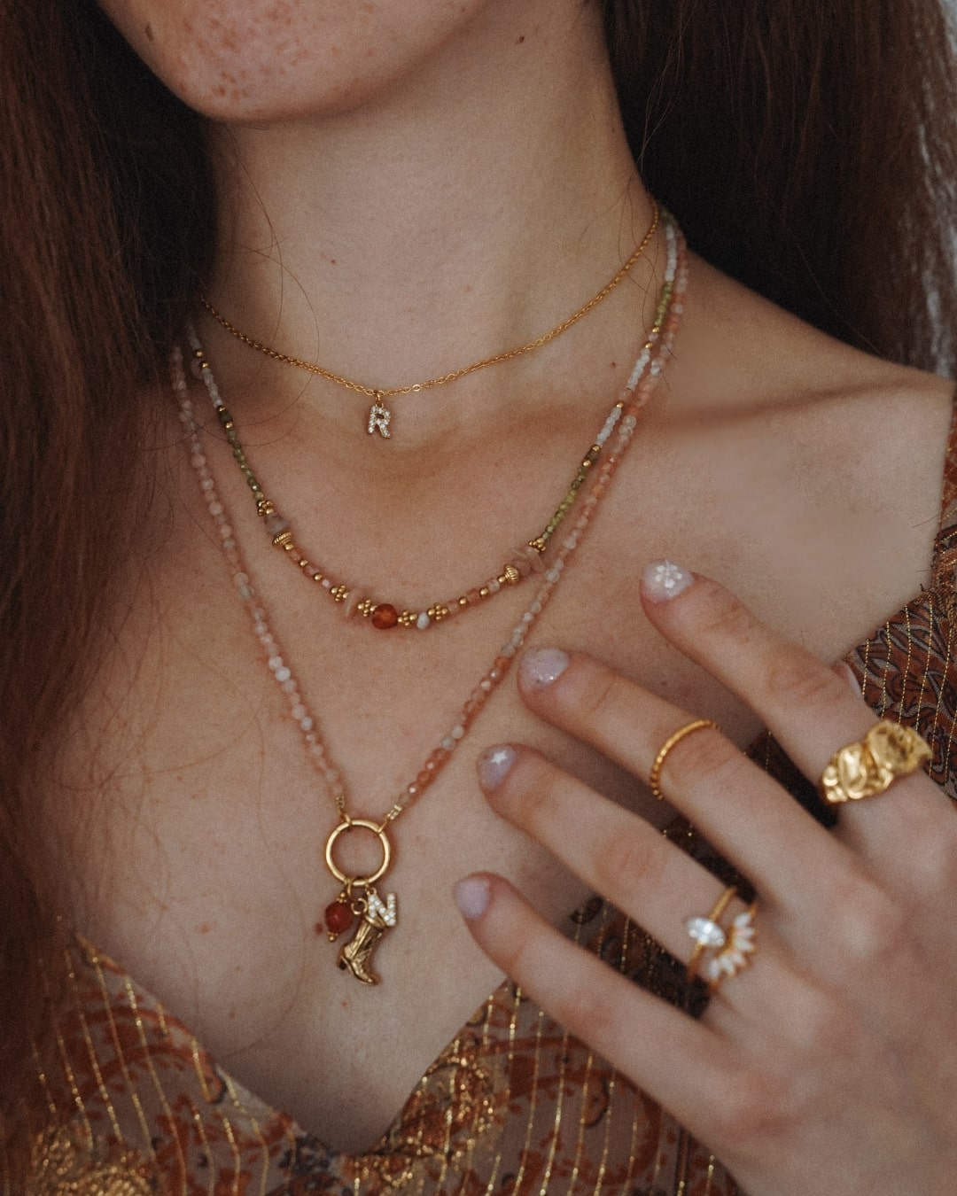 Halskette Charm Sunstone